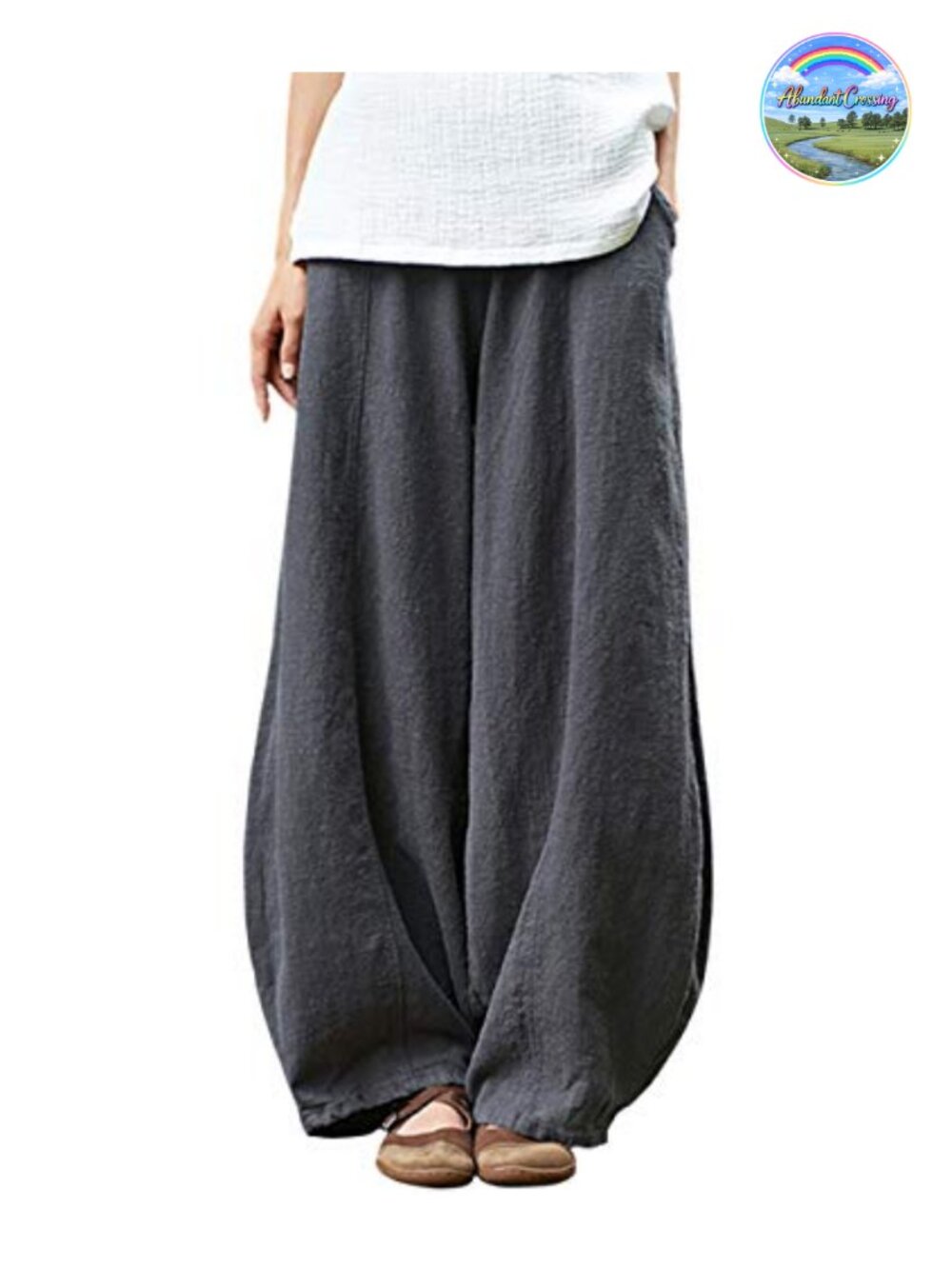 Women's Casual Linen Wide Leg Pants with Pockets
